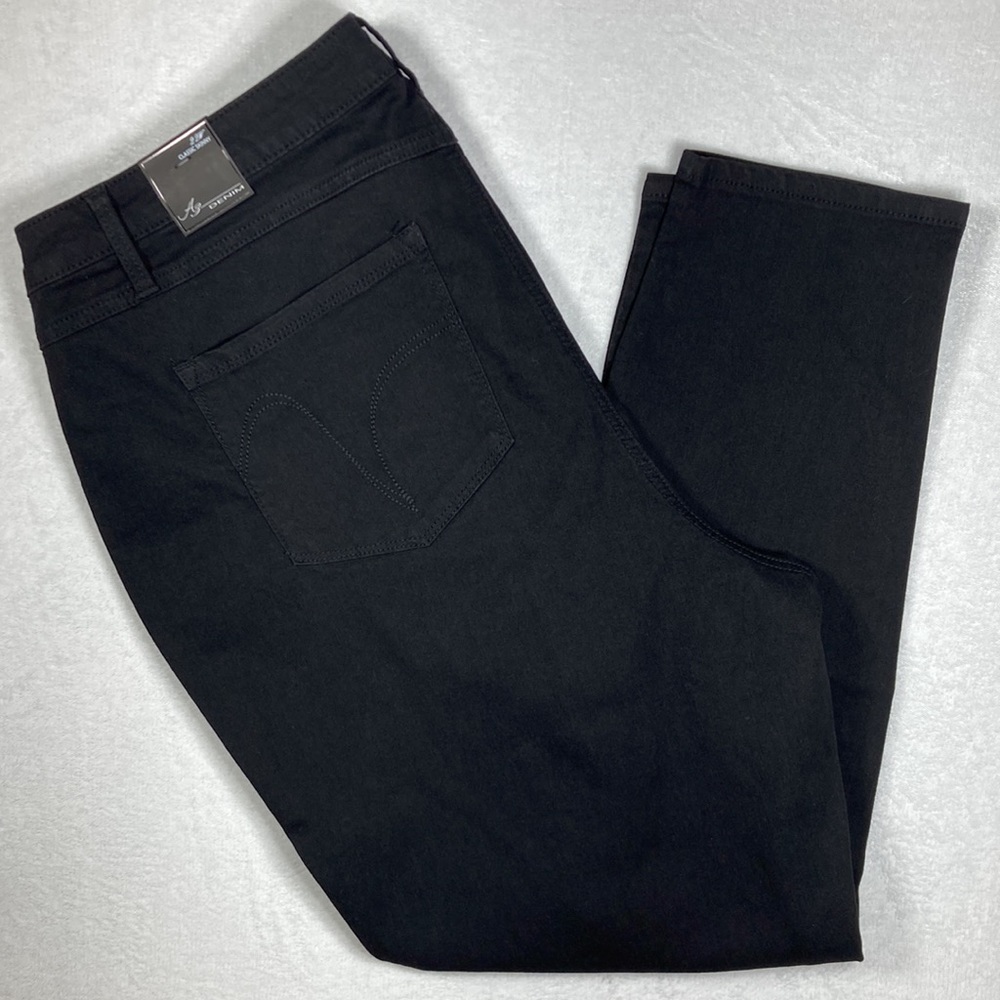 Aq Denim Womens Classic Black Skinny Jeans Stretch Factory Destroyed 22W NWT
